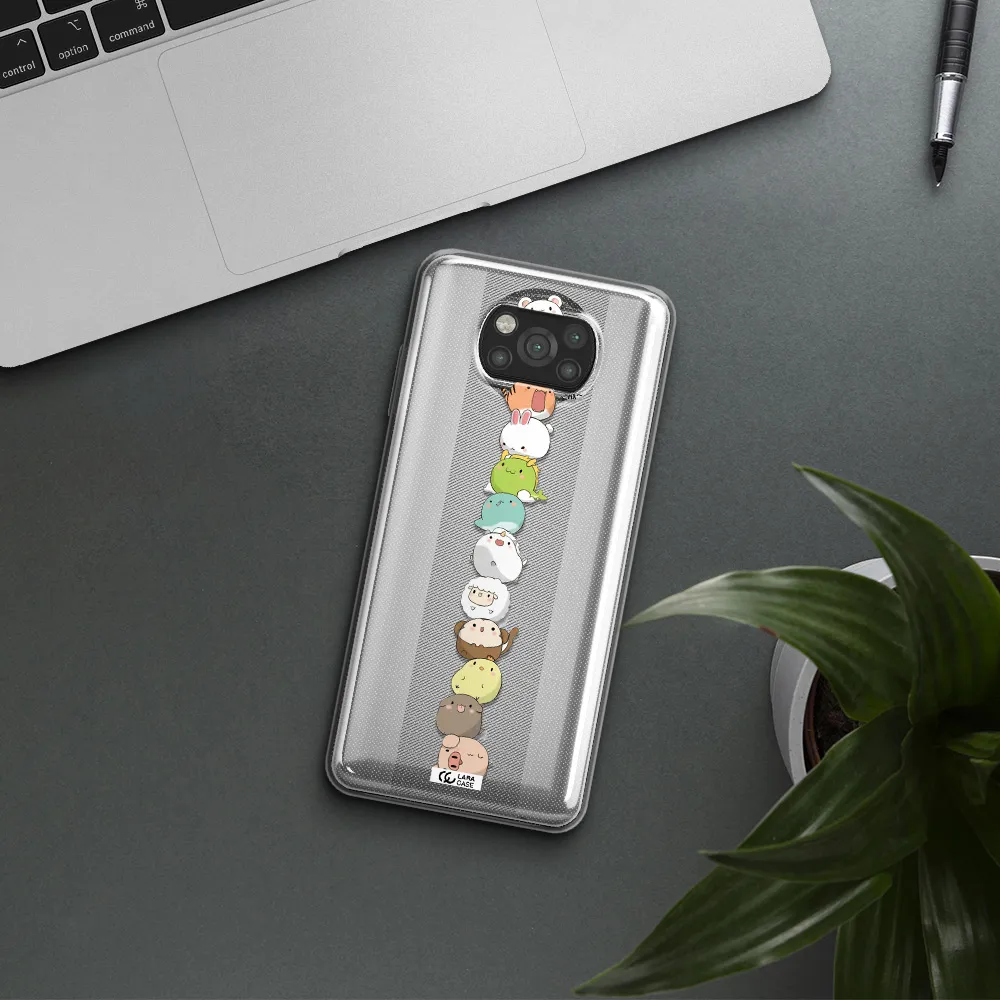 a stack of cartoon animals Xiaomi Poco X3 Clear TPU Case
