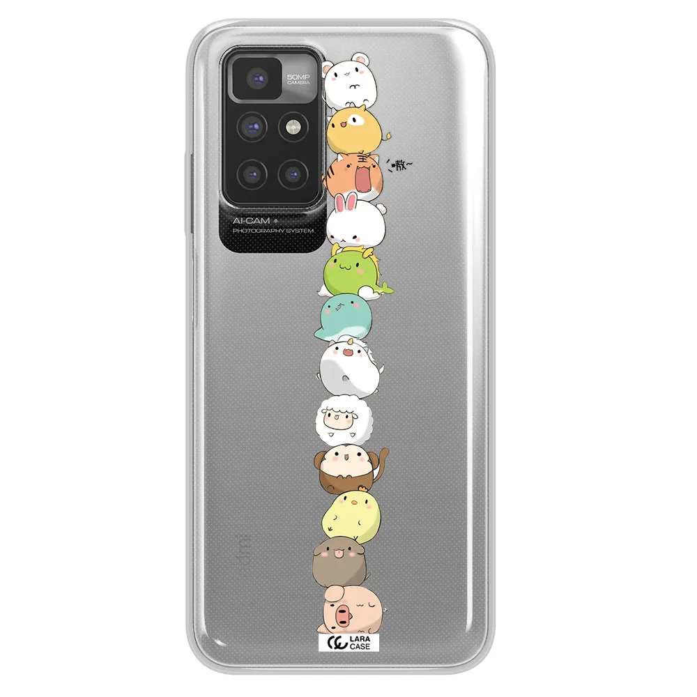 a stack of cartoon animals Xiaomi Redmi 10 Clear TPU Case