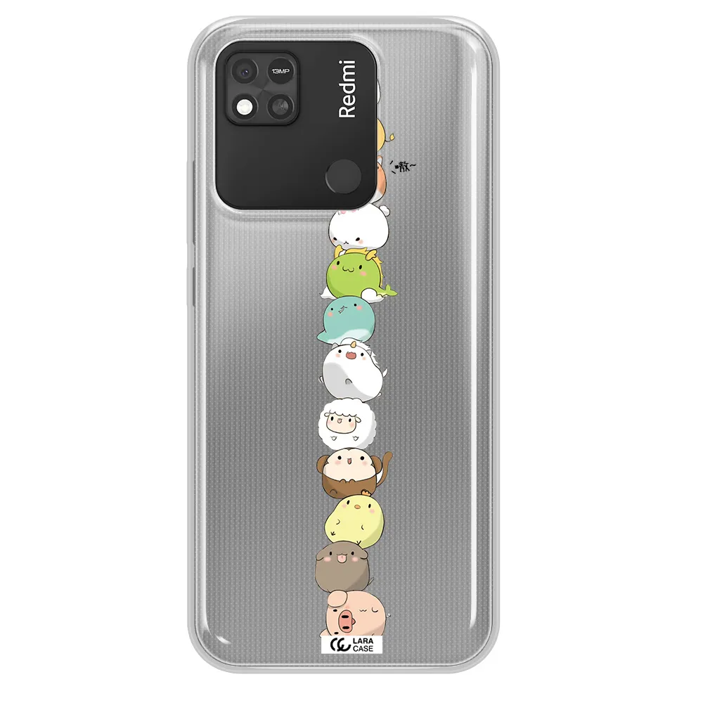 a stack of cartoon animals Xiaomi Redmi 10A Clear TPU Case