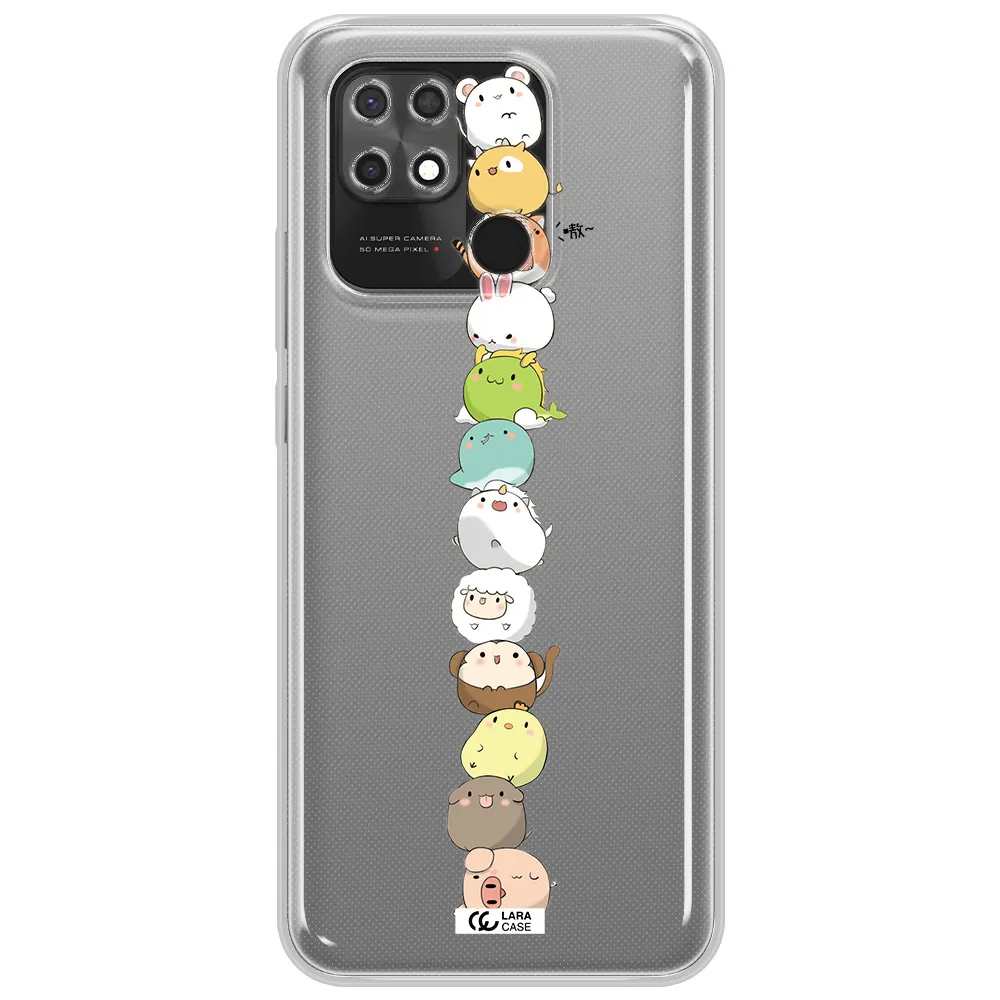 a stack of cartoon animals Xiaomi Redmi 10C Clear TPU Case