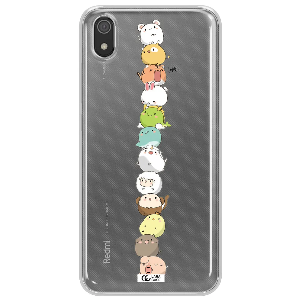 a stack of cartoon animals Xiaomi Redmi 7A Clear TPU Case