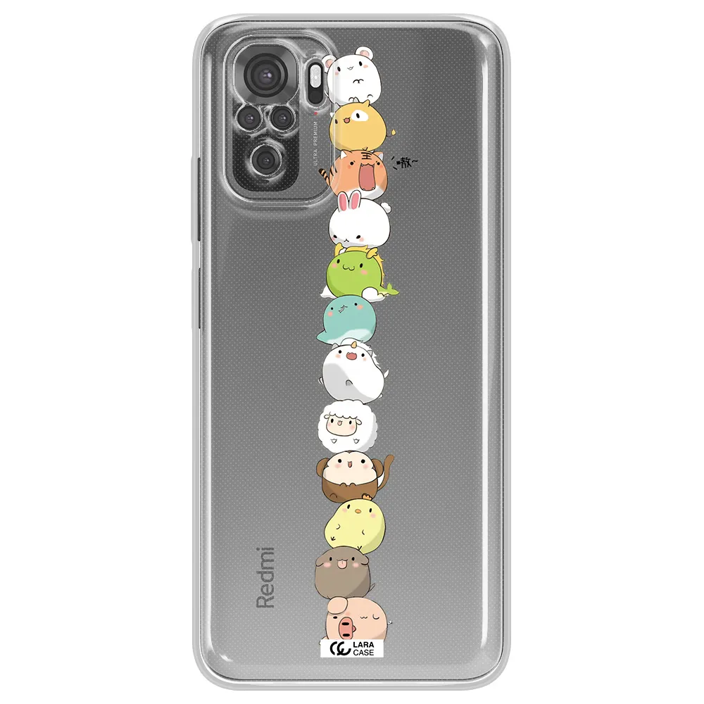 A Stack Of Cartoon Animals Xiaomi Redmi Note 10S Clear Tpu Case
