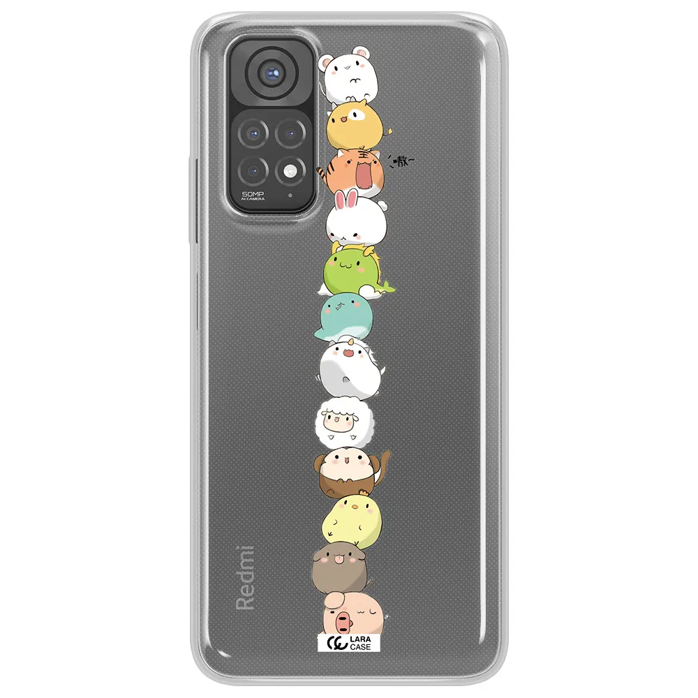a stack of cartoon animals Xiaomi Redmi Note 11 Clear TPU Case