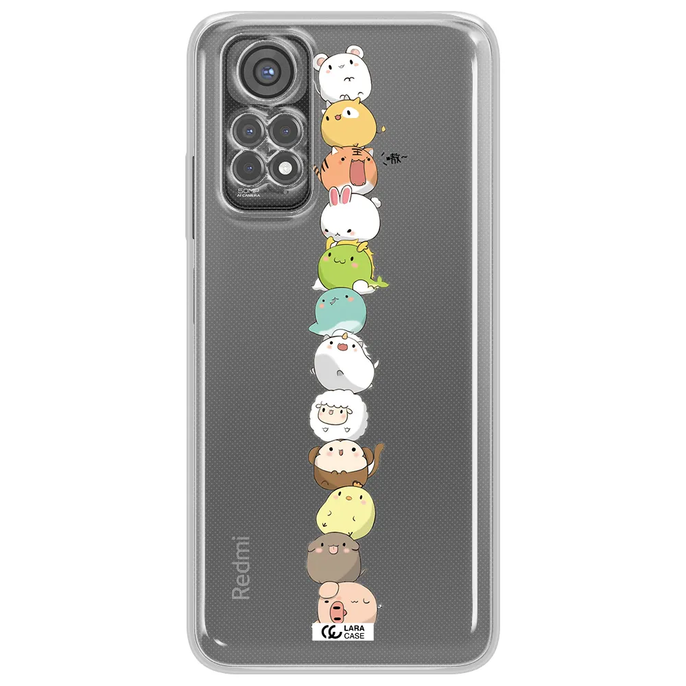 A Stack Of Cartoon Animals Xiaomi Redmi Note 11S Clear Tpu Case