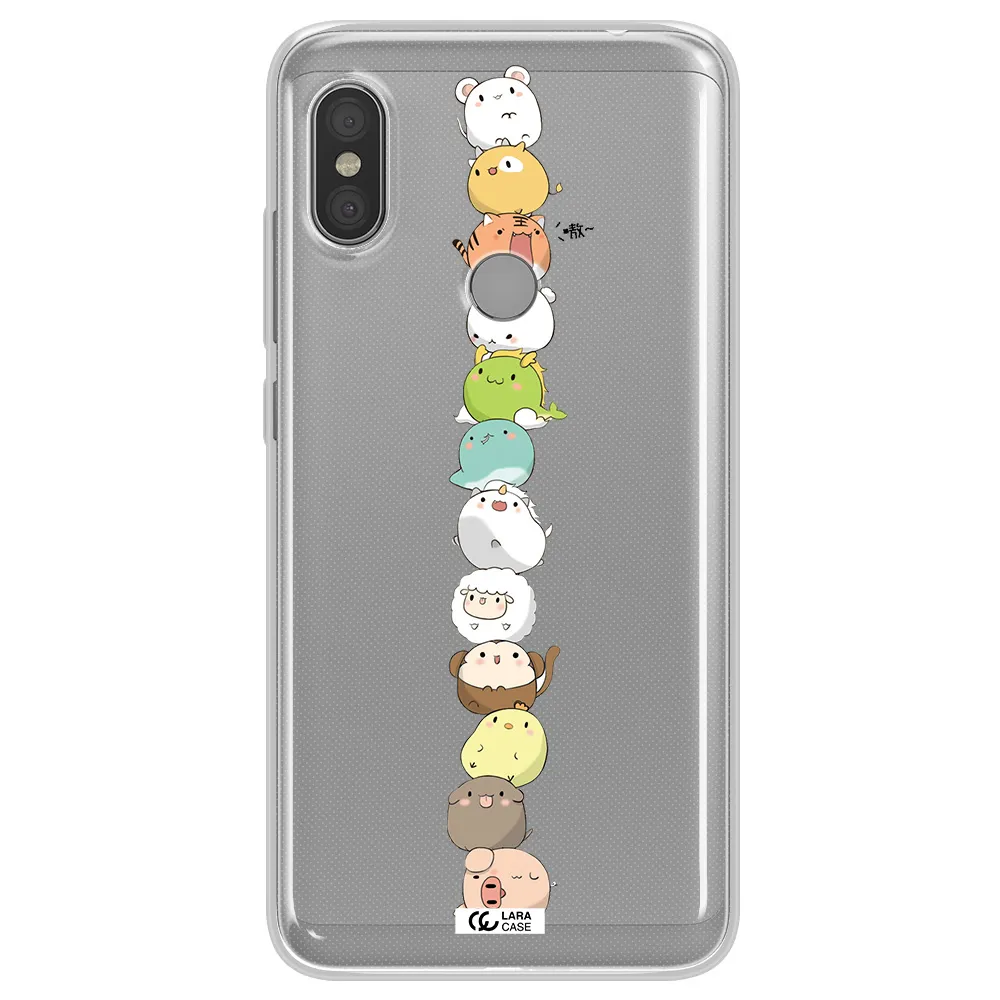 a stack of cartoon animals Xiaomi Redmi Note 6 Pro Clear TPU Case