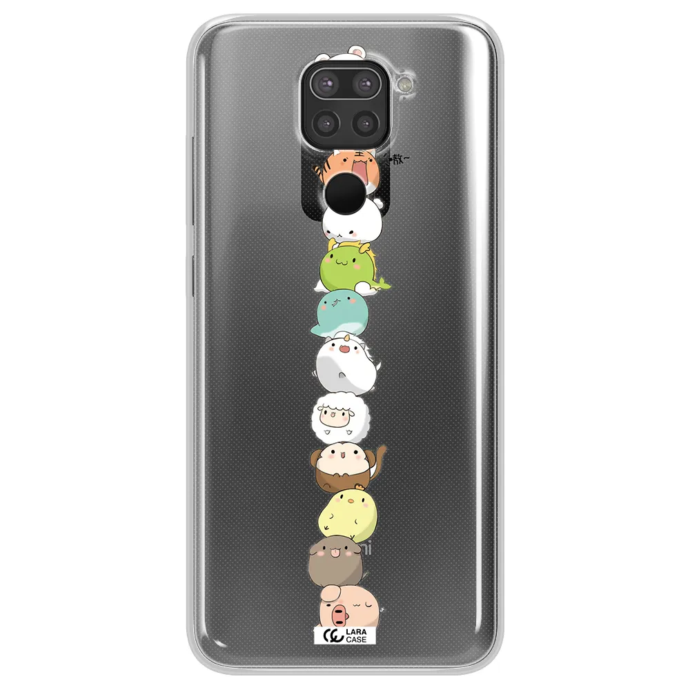 a stack of cartoon animals Xiaomi Redmi Note 9 Clear TPU Case