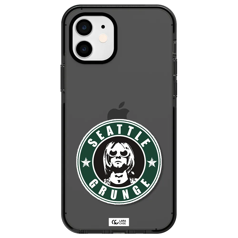 a logo with a man wearing sunglasses Apple iPhone 11 impact Smoke Black Case