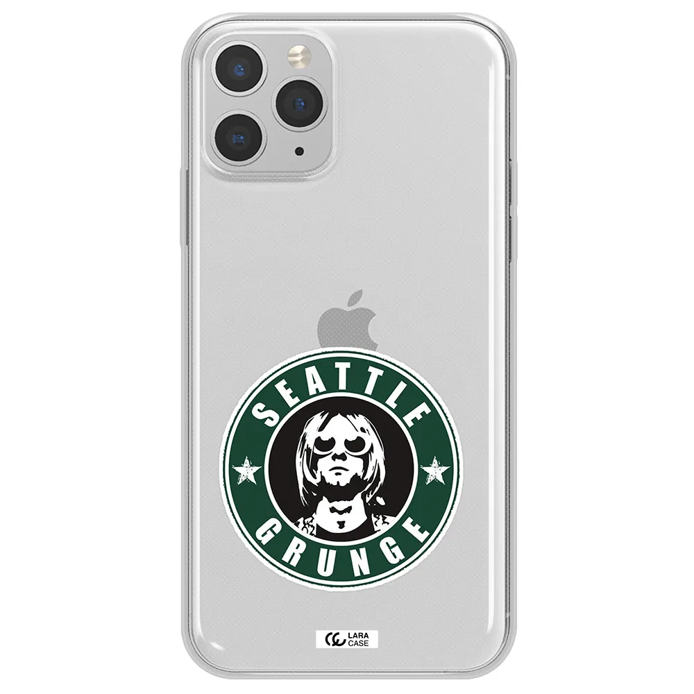 a logo with a man wearing sunglasses Apple iPhone 11 pro Clear TPU Case