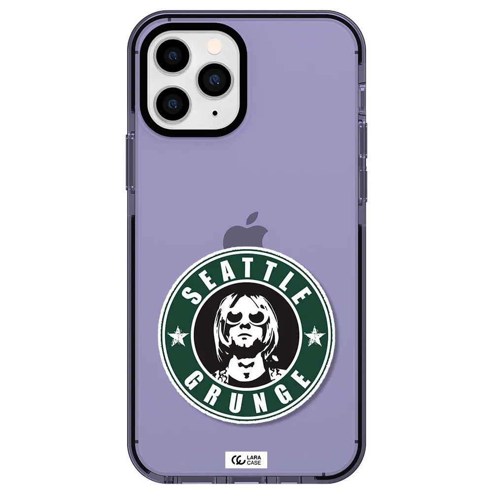 a logo with a man wearing sunglasses Apple iPhone 11 pro impact Lilac Case