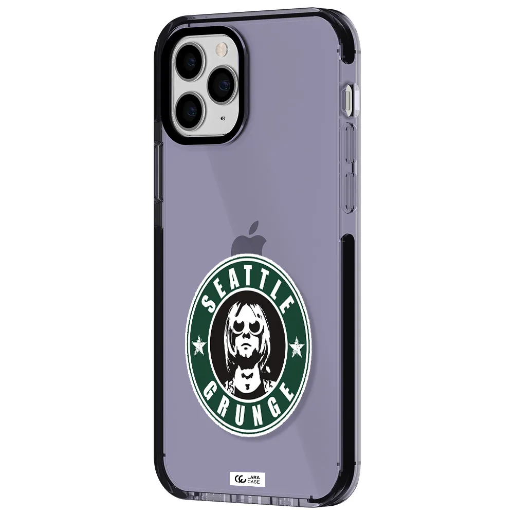 a logo with a man wearing sunglasses Apple iPhone 11 pro impact Lilac Case