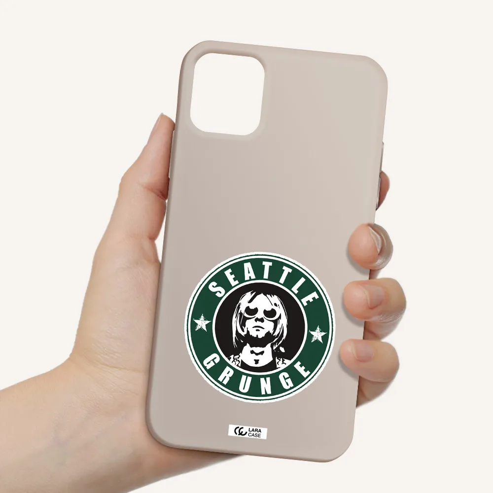 a logo with a man wearing sunglasses Apple iPhone 11 Silicone Stone Case