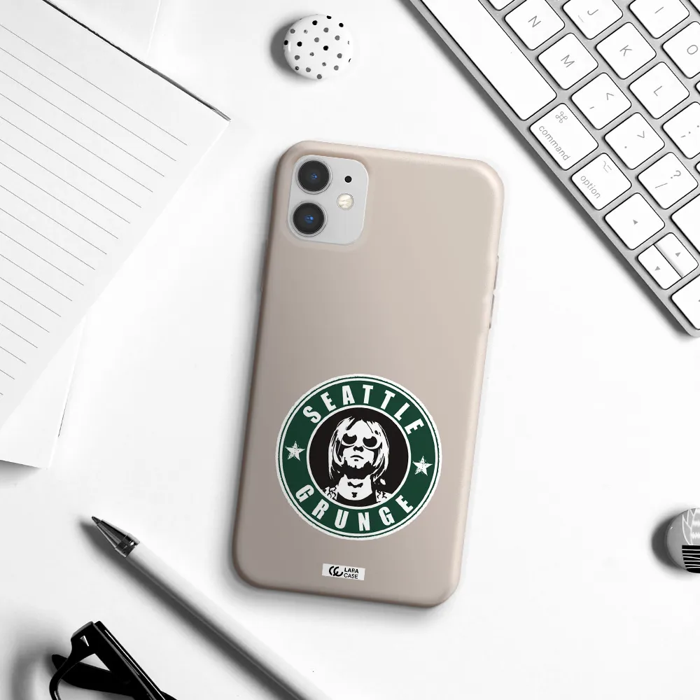 a logo with a man wearing sunglasses Apple iPhone 11 Silicone Stone Case