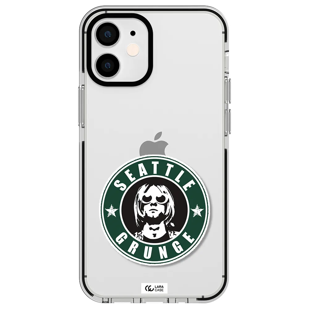 a logo with a man wearing sunglasses Apple iPhone 12 mini impact black border Case