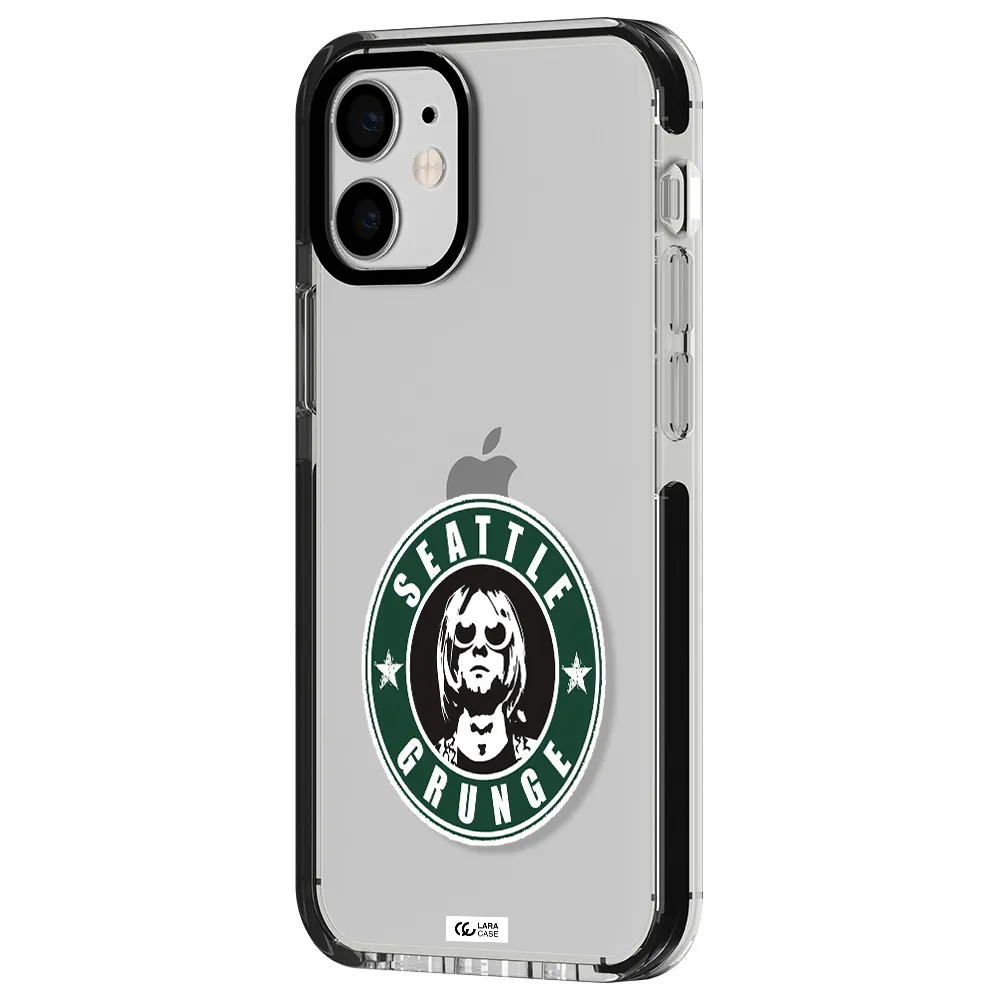 a logo with a man wearing sunglasses Apple iPhone 12 mini impact black border Case