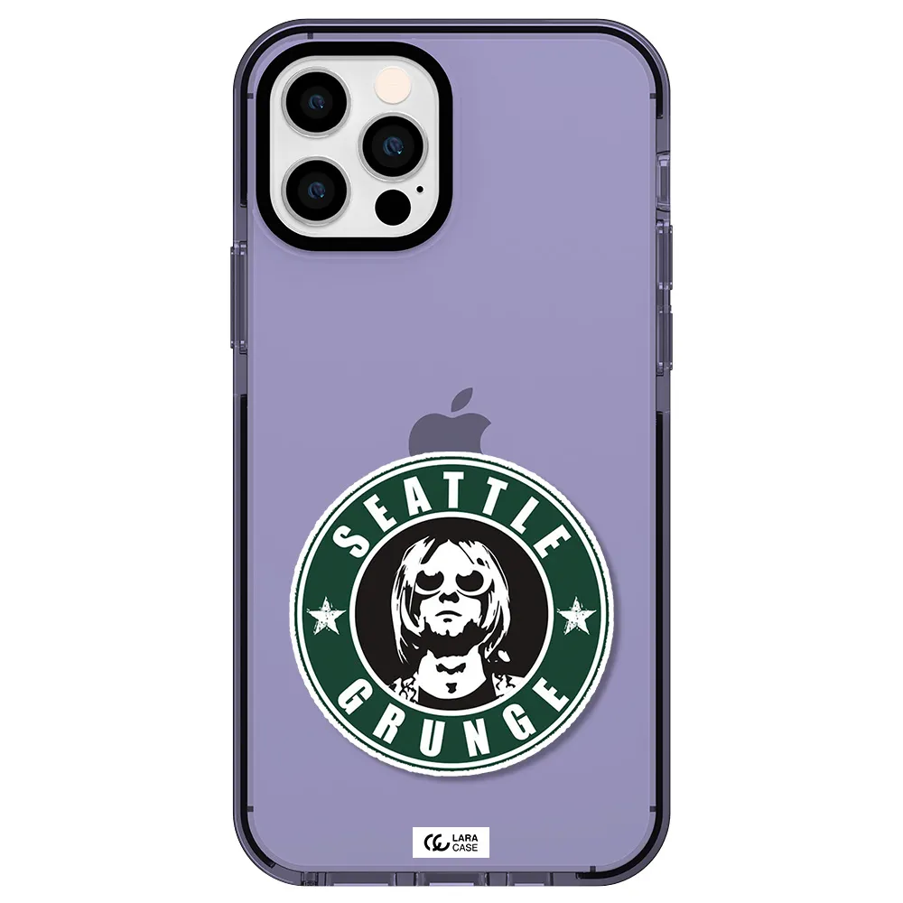 a logo with a man wearing sunglasses Apple iPhone 12 pro impact Lilac Case