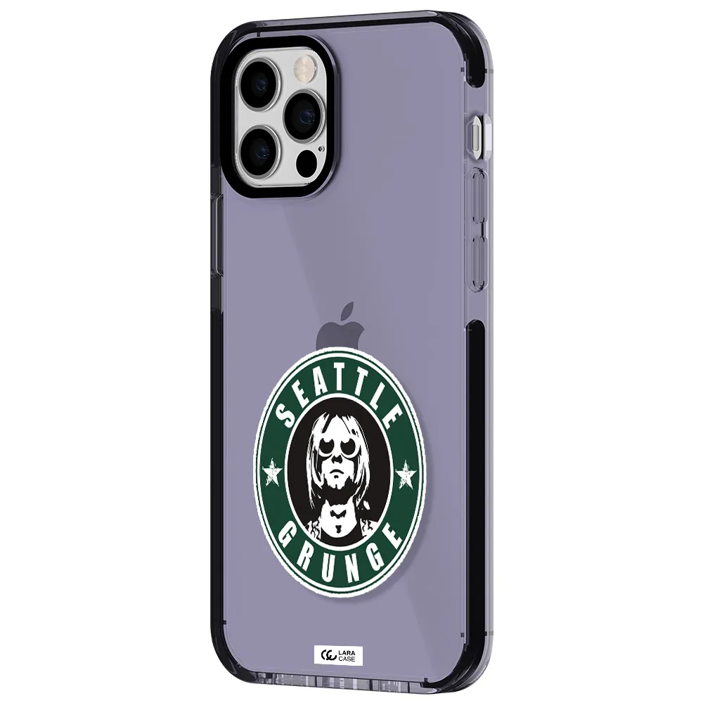 a logo with a man wearing sunglasses Apple iPhone 12 pro impact Lilac Case
