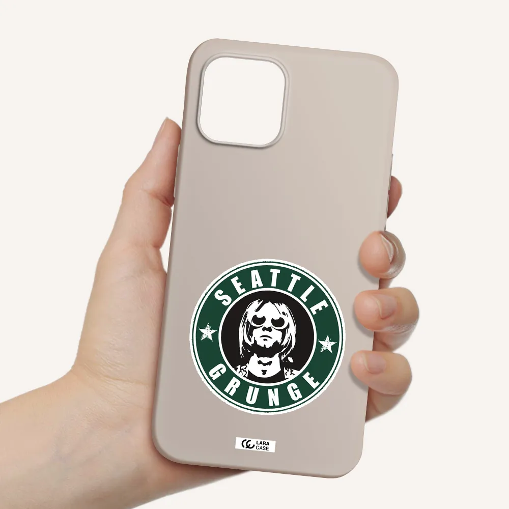 a logo with a man wearing sunglasses Apple iPhone 12 Silicone Stone Case