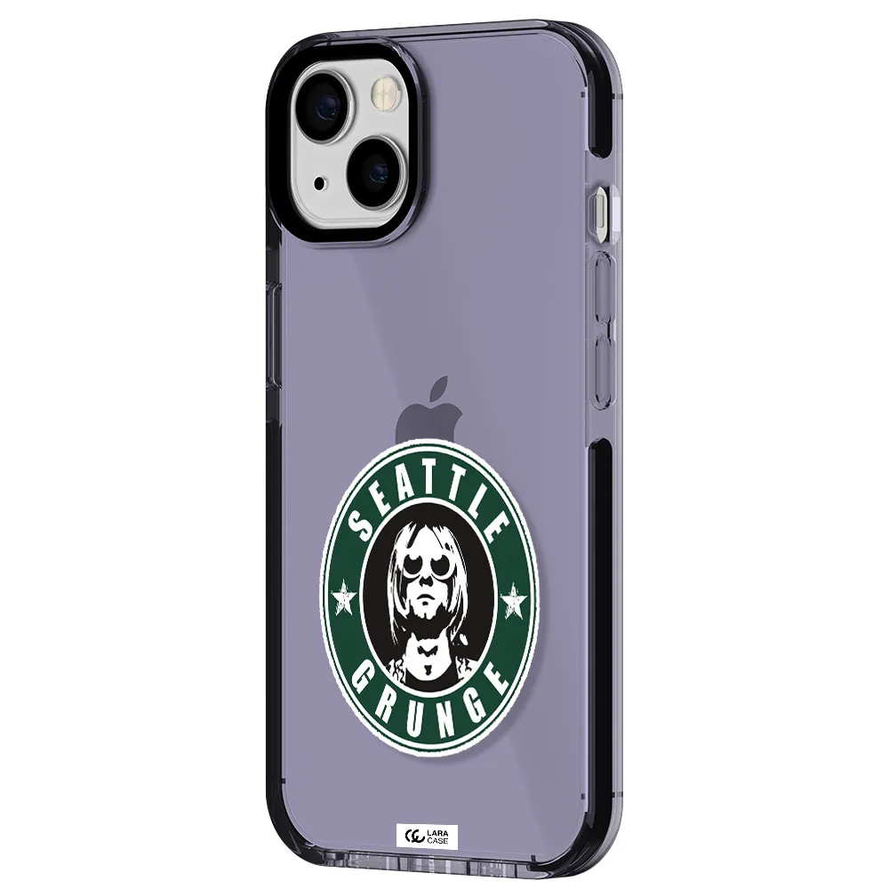 a logo with a man wearing sunglasses Apple iPhone 13 impact Lilac Case