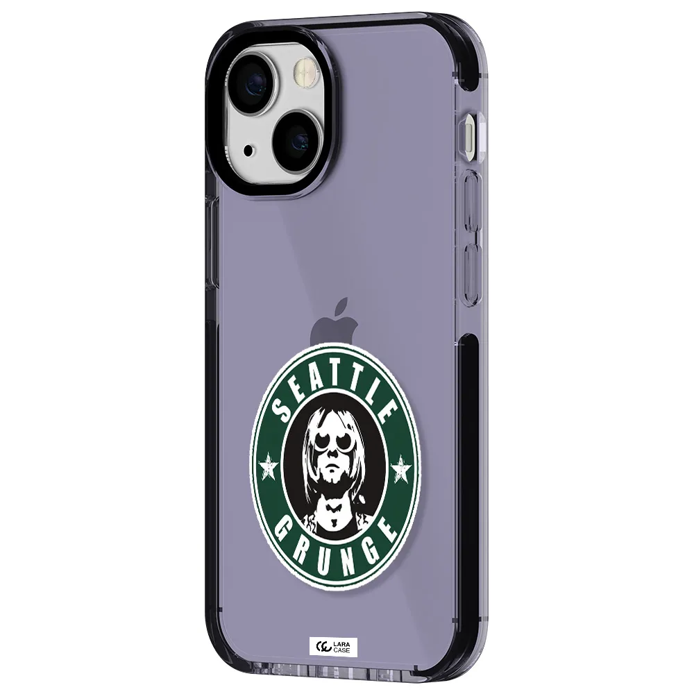 a logo with a man wearing sunglasses Apple iPhone 13 mini impact Lilac Case