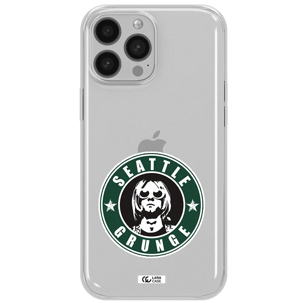 a logo with a man wearing sunglasses Apple iPhone 13 Pro Clear TPU Case