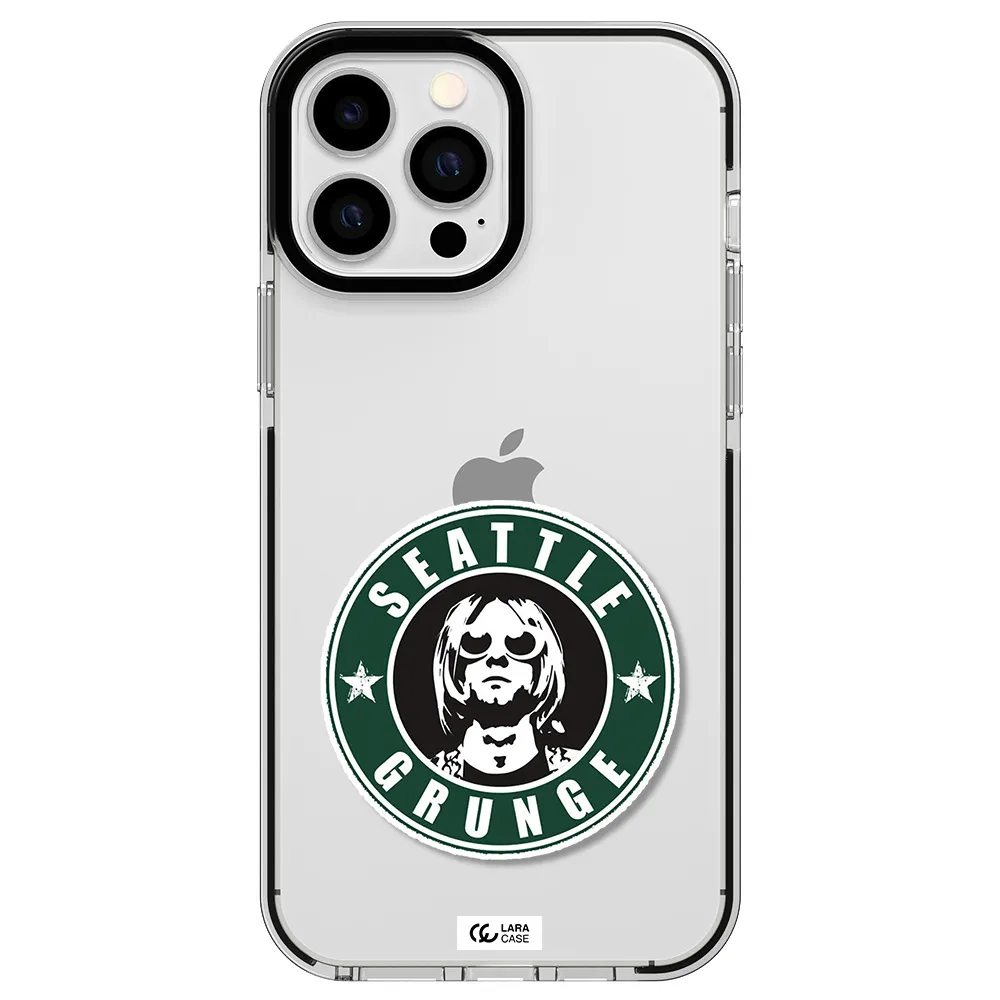 a logo with a man wearing sunglasses Apple iPhone 13 Pro Max impact black border Case