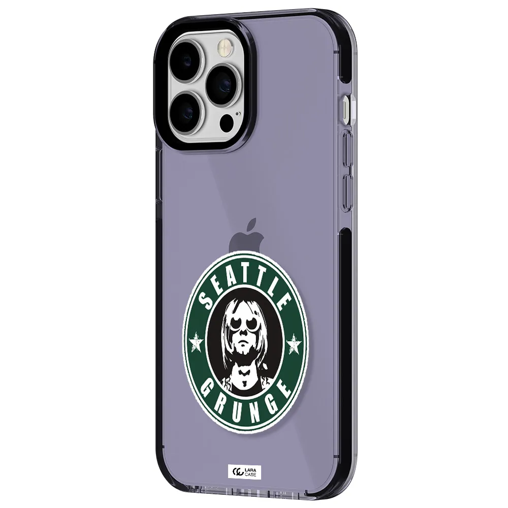 a logo with a man wearing sunglasses Apple iPhone 13 Pro Max impact Lilac Case