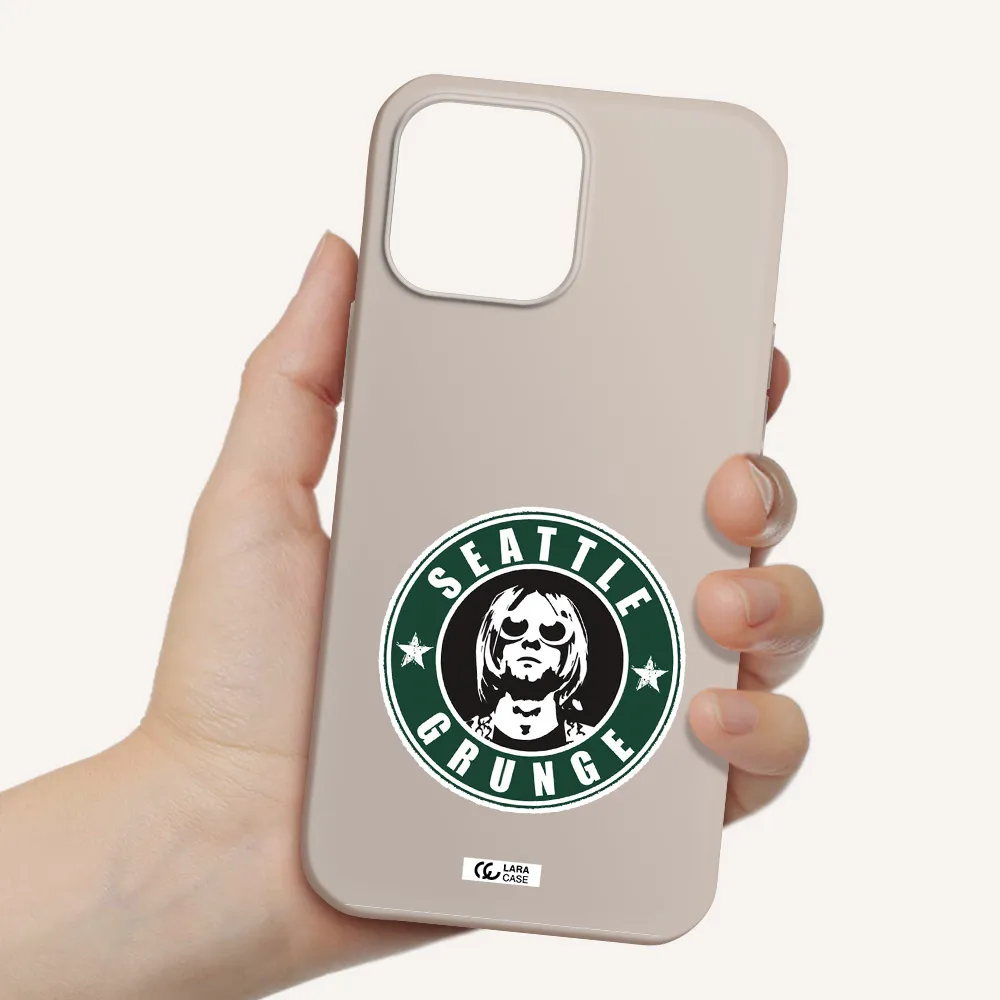 a logo with a man wearing sunglasses Apple iPhone 13 Pro Silicone Stone Case