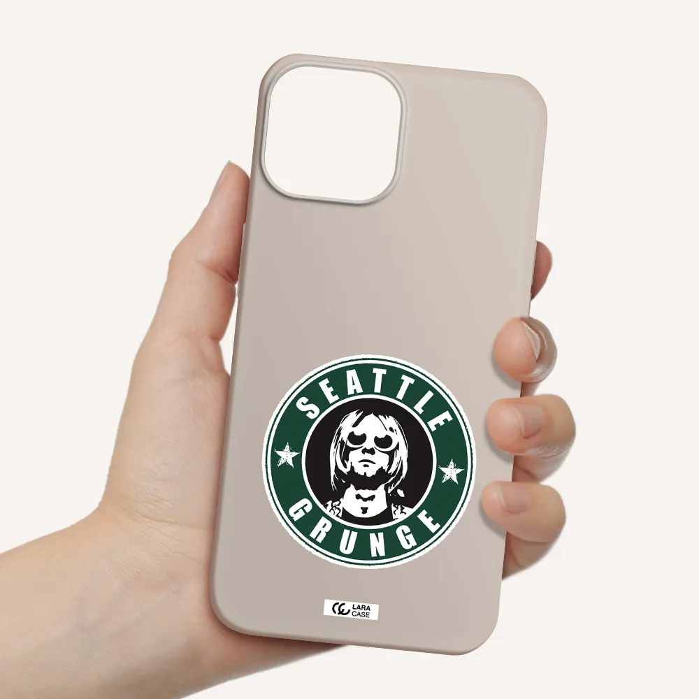 a logo with a man wearing sunglasses Apple iPhone 13 Silicone Stone Case