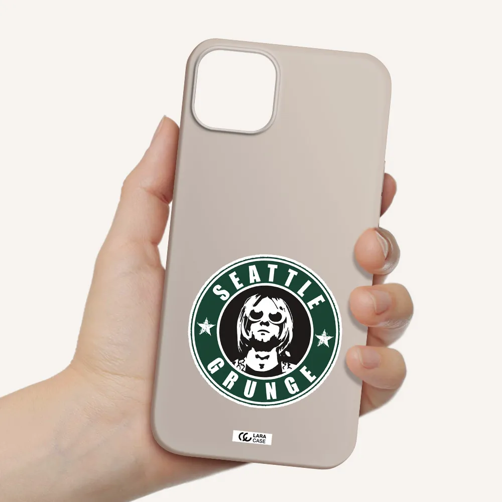 a logo with a man wearing sunglasses Apple iPhone 14 plus Silicone Stone Case