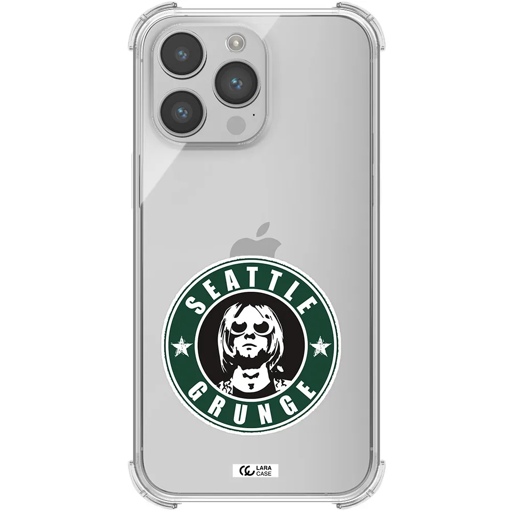 a logo with a man wearing sunglasses Apple iPhone 14 pro max Clear PC Case