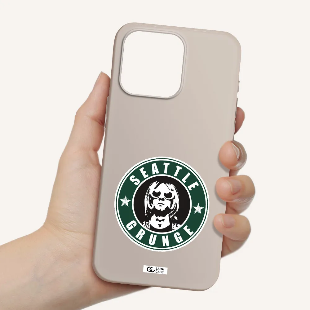 a logo with a man wearing sunglasses Apple Iphone 15 Pro max Silicone Stone Case