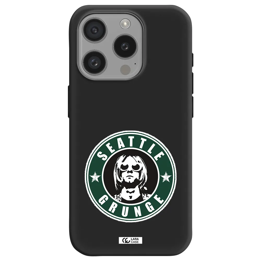 A Logo With A Man Wearing Sunglasses Apple Iphone 15 Pro Silicone Black Case