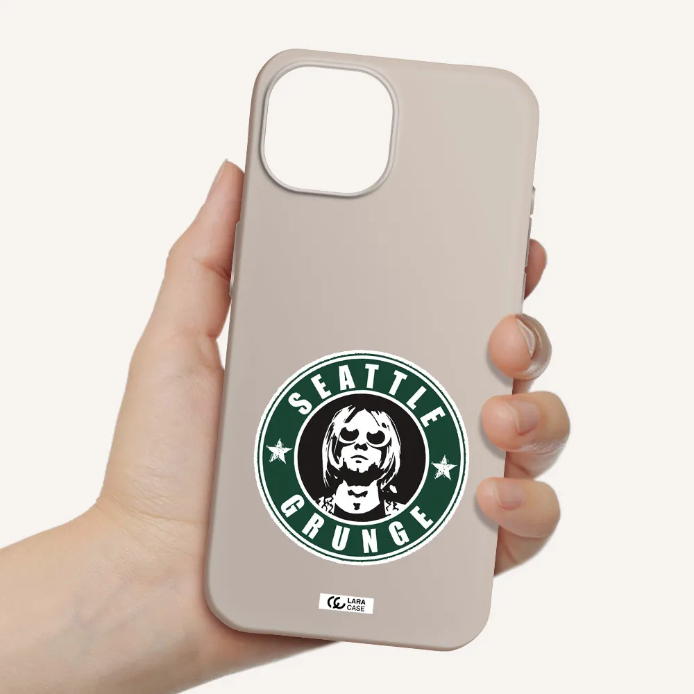 a logo with a man wearing sunglasses Apple iPhone 15 Silicone Stone Case