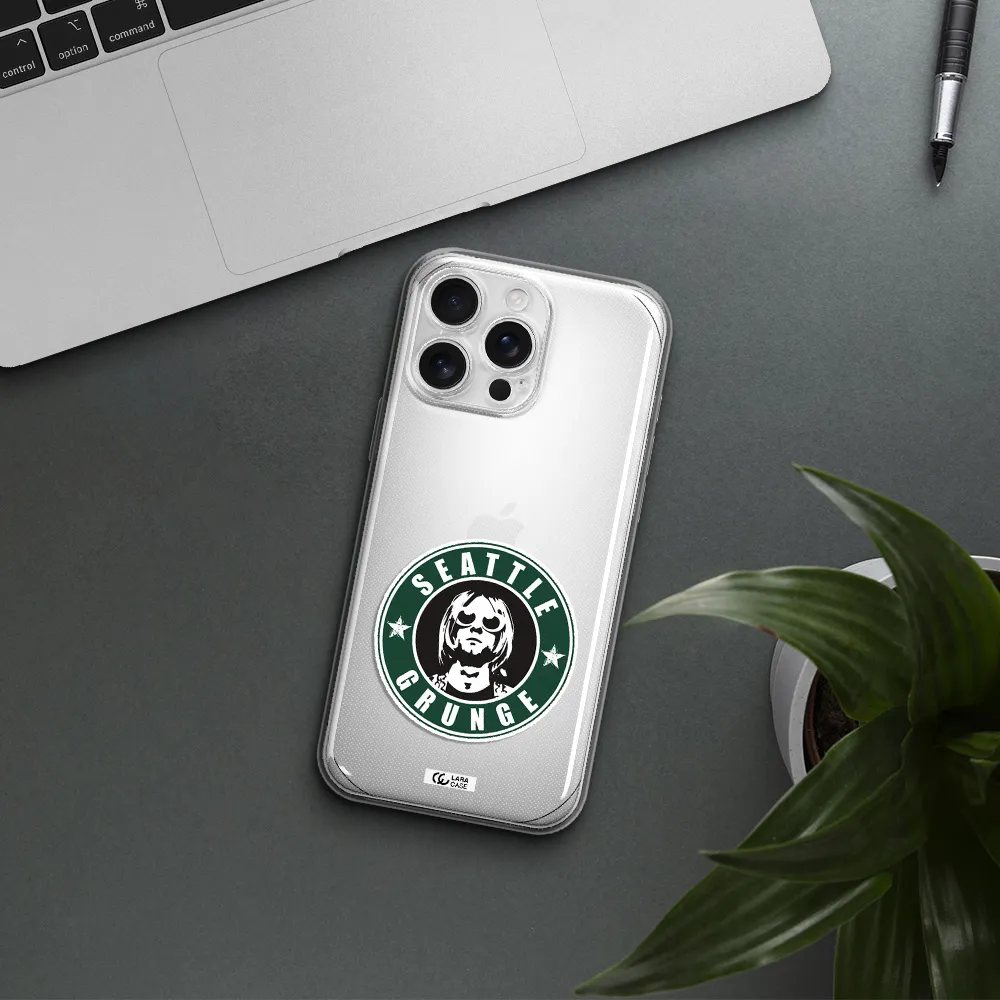 A Logo With A Man Wearing Sunglasses Apple Iphone 16 Pro Max Clear Tpu Case