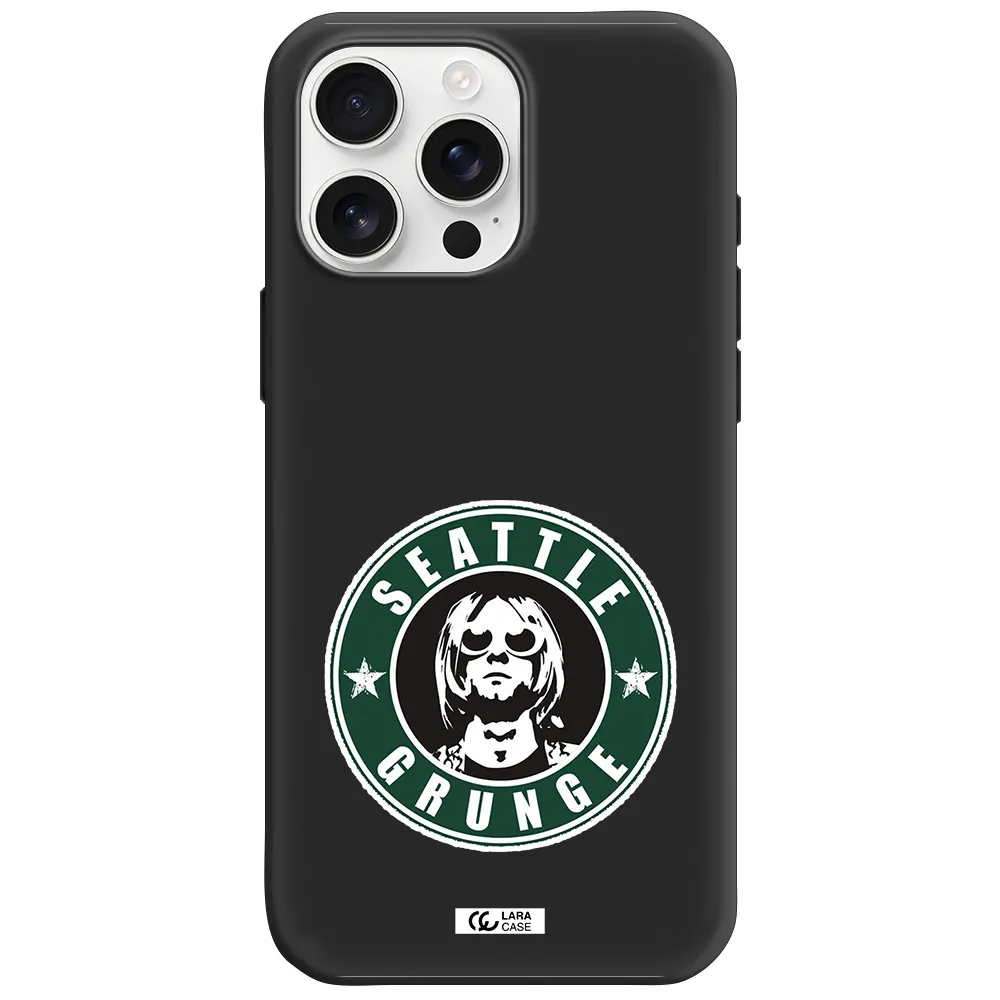 A Logo With A Man Wearing Sunglasses Apple Iphone 16 Pro Max Silicone Black Case