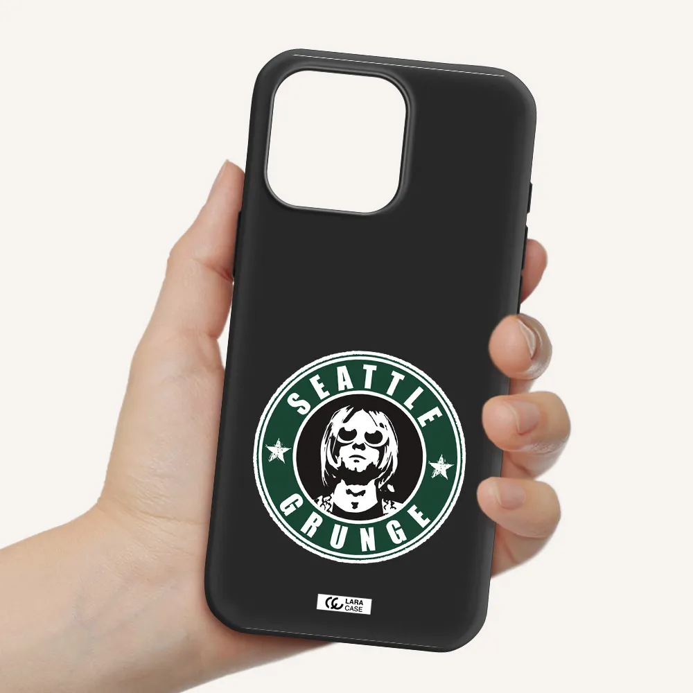 A Logo With A Man Wearing Sunglasses Apple Iphone 16 Pro Max Silicone Black Case