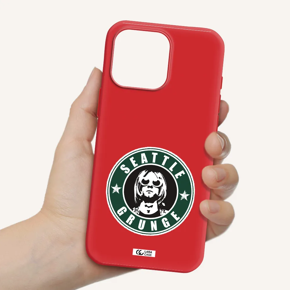 A Logo With A Man Wearing Sunglasses Apple Iphone 16 Pro Max Silicone Imperial Red Case