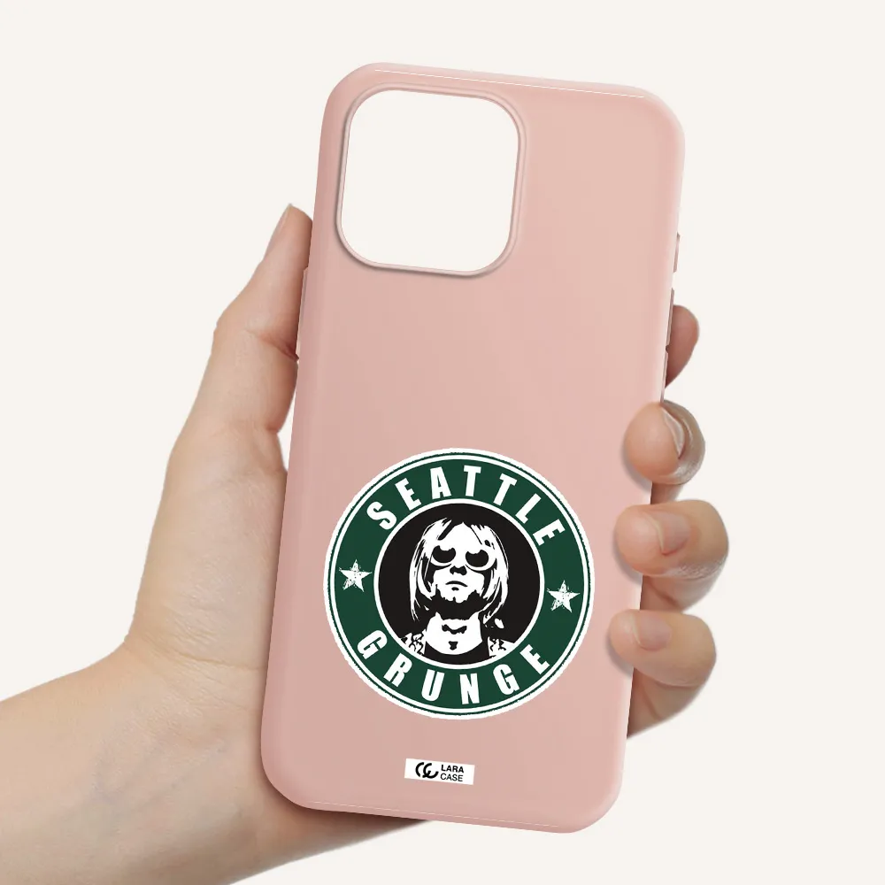 A Logo With A Man Wearing Sunglasses Apple Iphone 16 Pro Max Silicone Pastel Pink Case