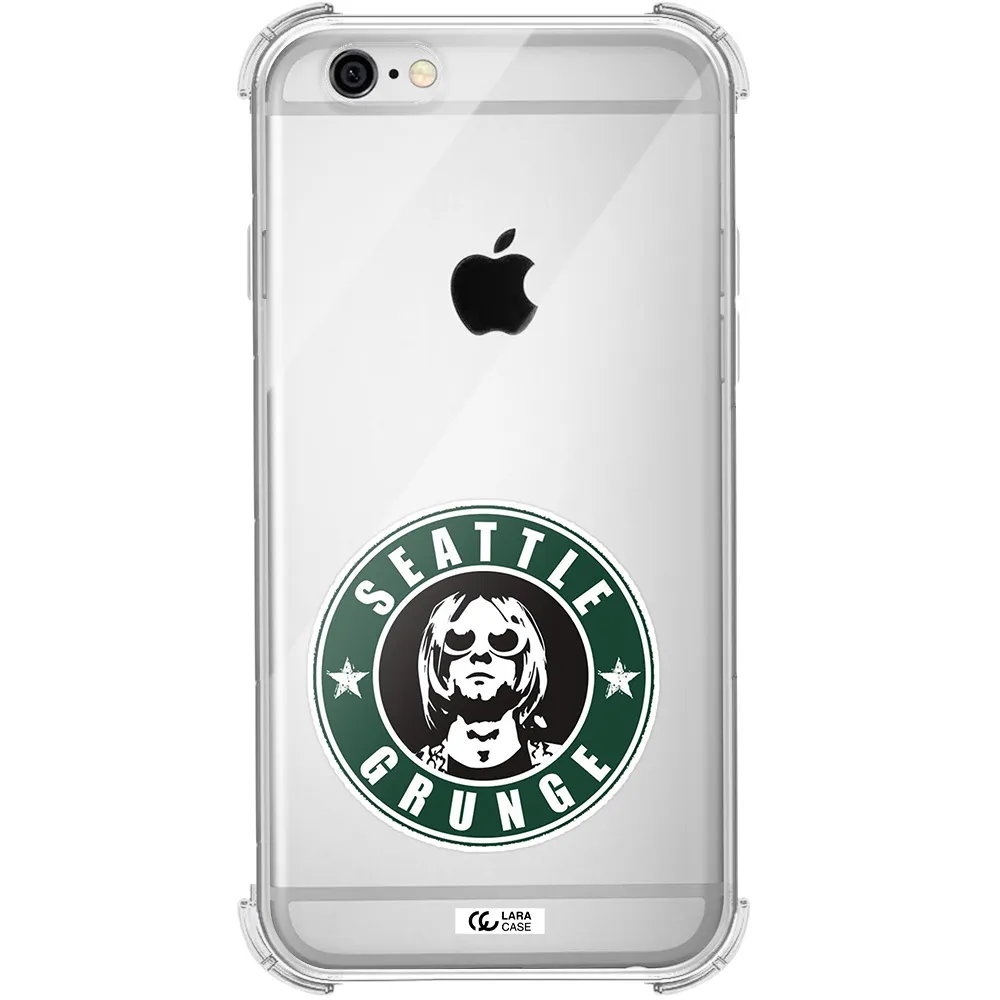 a logo with a man wearing sunglasses Apple iPhone 6 Clear PC Case