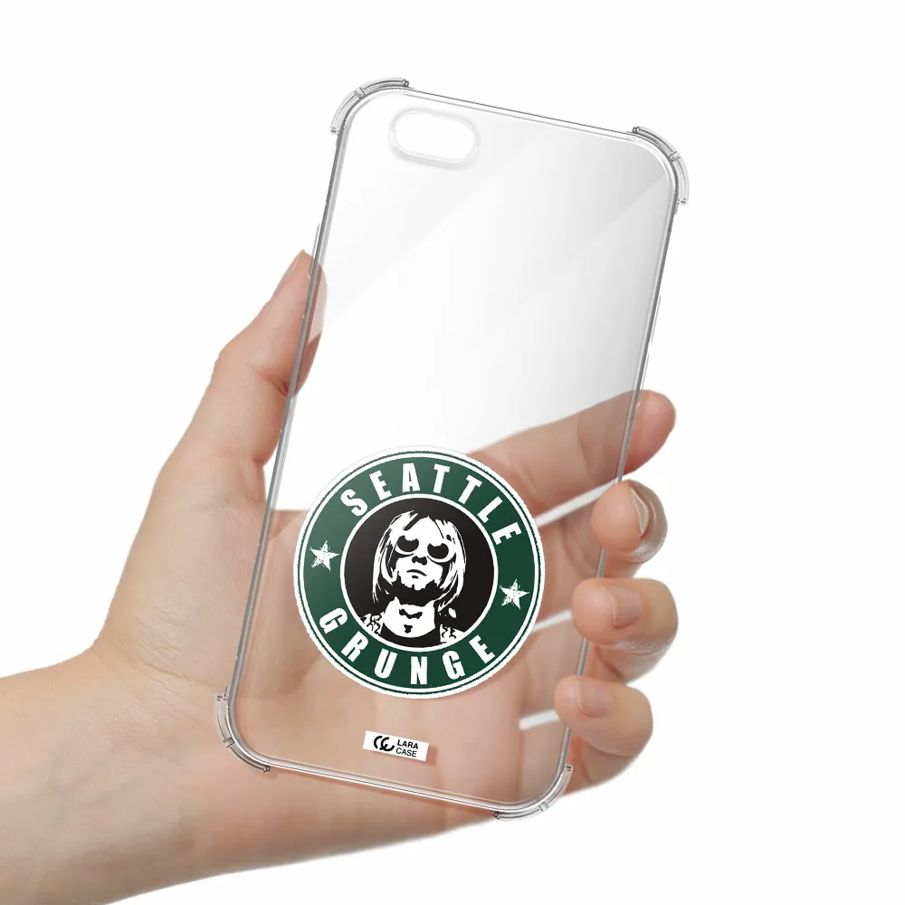 a logo with a man wearing sunglasses Apple iPhone 6 Clear PC Case