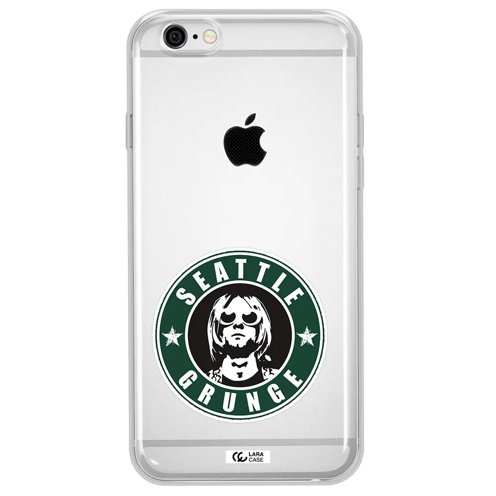 a logo with a man wearing sunglasses Apple iPhone 6 Clear TPU Case