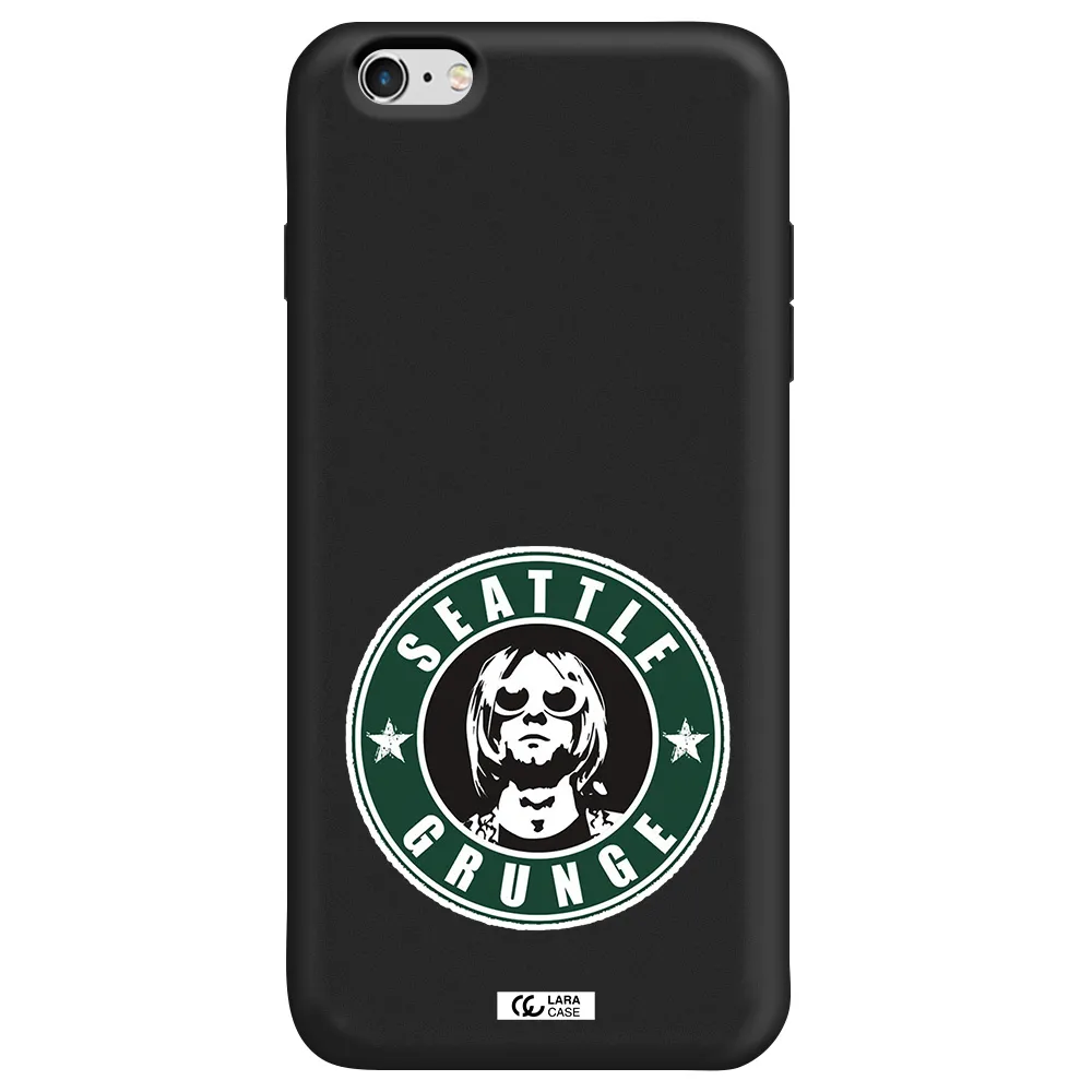 a logo with a man wearing sunglasses Apple iPhone 6 plus Silicone black Case