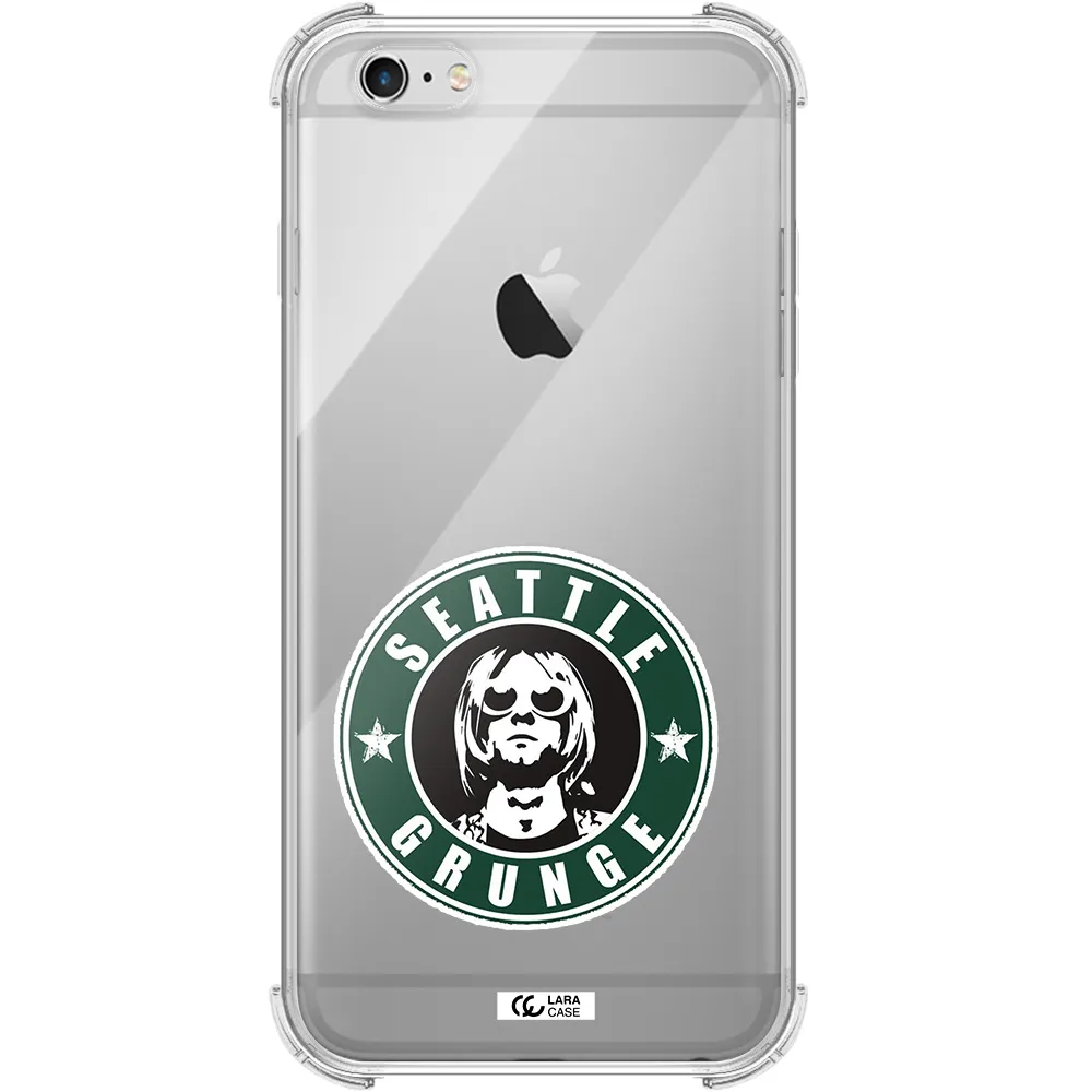 a logo with a man wearing sunglasses Apple iPhone 6 s plus Clear PC Case
