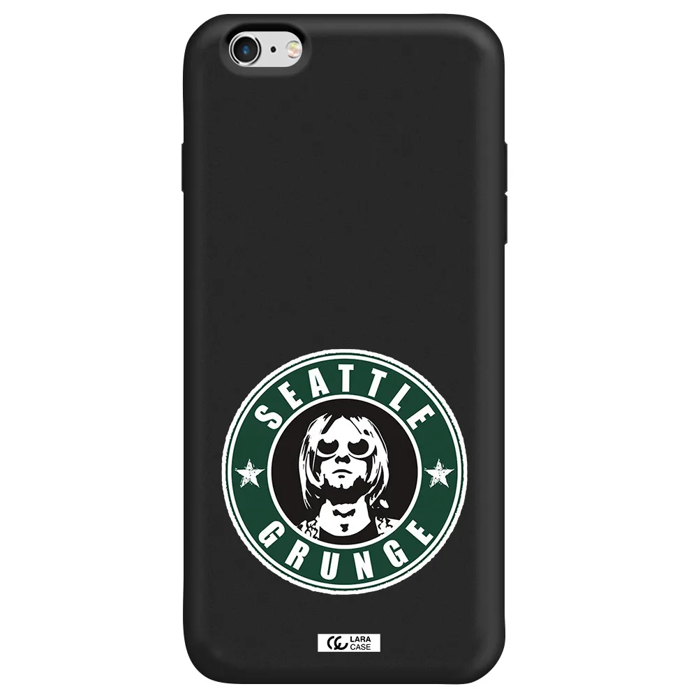 a logo with a man wearing sunglasses Apple iPhone 6 s plus Silicone black Case