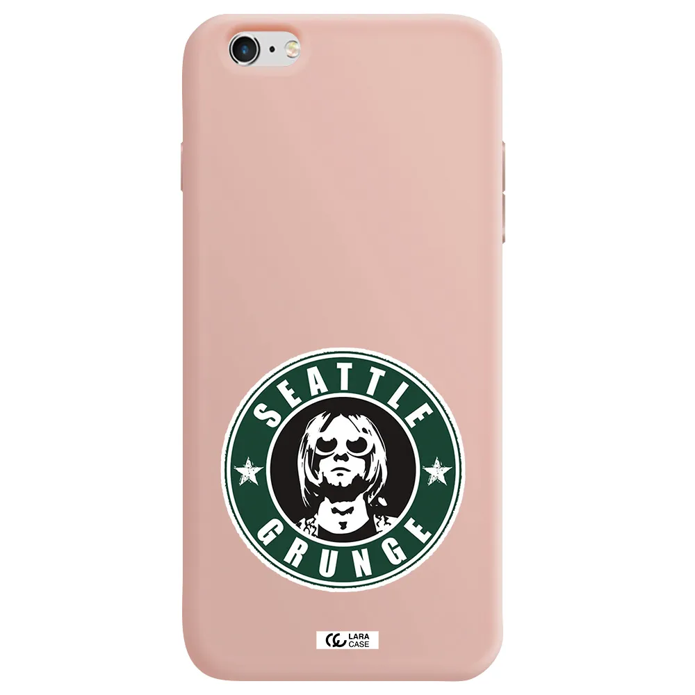 a logo with a man wearing sunglasses Apple iPhone 6 s plus Silicone pastel pink Case