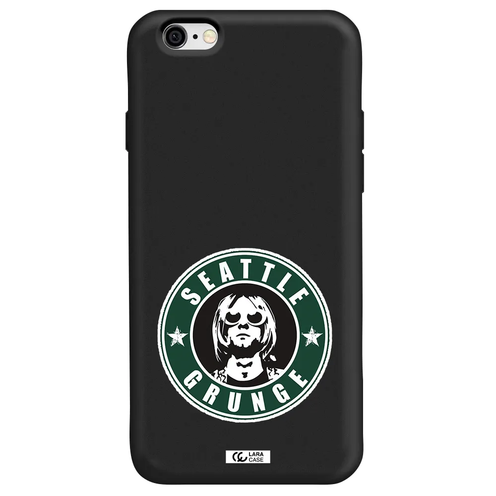a logo with a man wearing sunglasses Apple iPhone 6 Silicone black Case