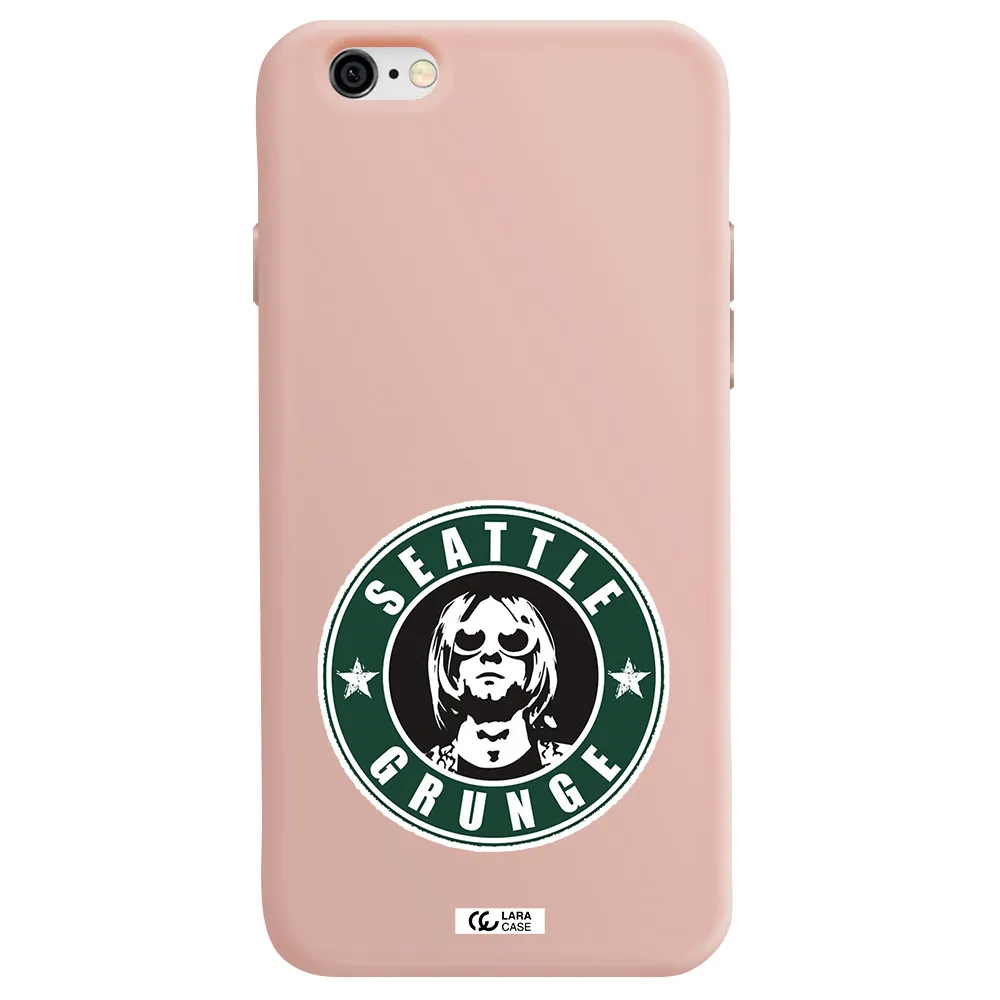 a logo with a man wearing sunglasses Apple iPhone 6 Silicone pastel pink Case