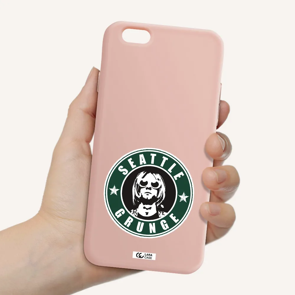 a logo with a man wearing sunglasses Apple iPhone 6 Silicone pastel pink Case