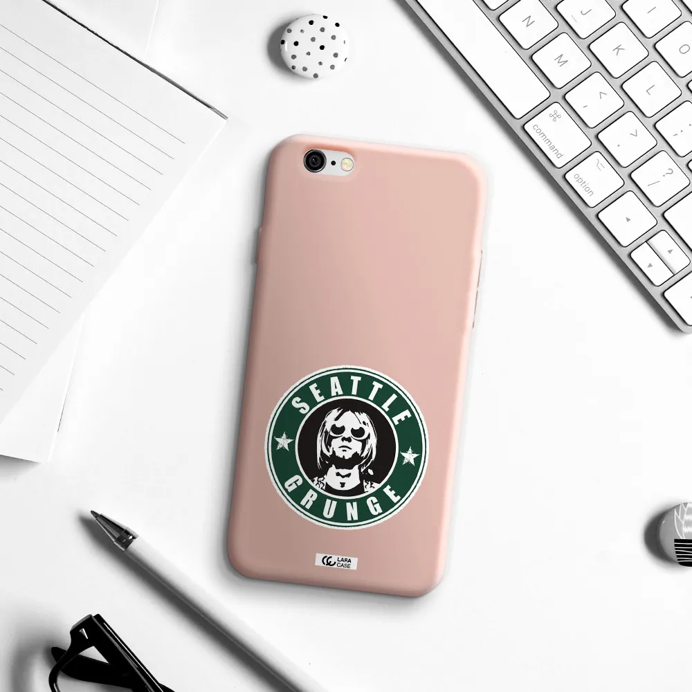 a logo with a man wearing sunglasses Apple iPhone 6 Silicone pastel pink Case