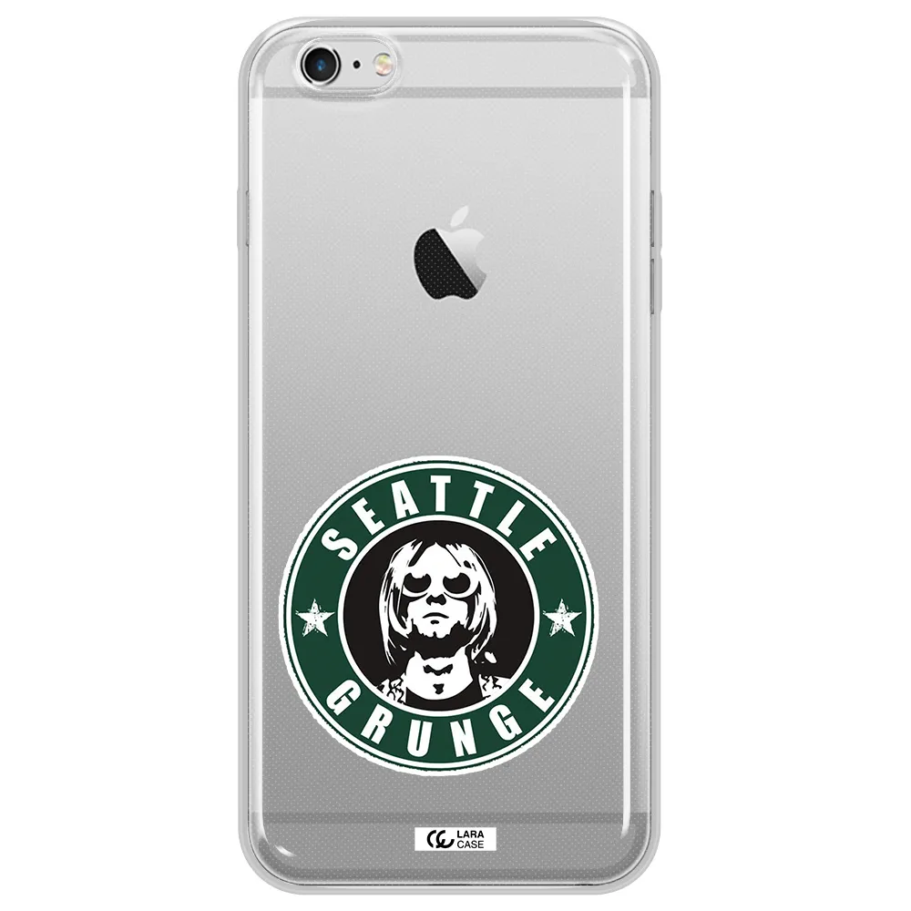 a logo with a man wearing sunglasses Apple iPhone 6S Clear TPU Case